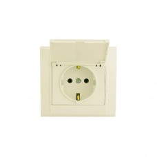 Розетка Makel с заземлением и крышкой Defne/Крем (42010029)