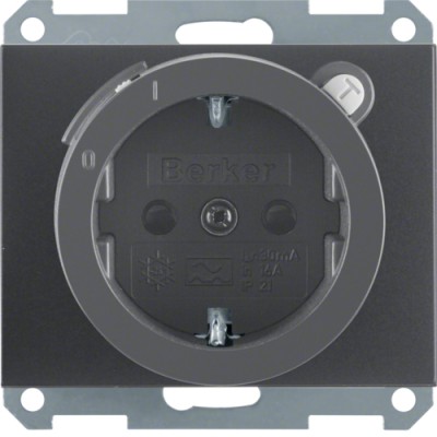 Розетка Berker с з/к с УЗО с защ.контактов, антрацит, 16А/250В K.1 (47087006)