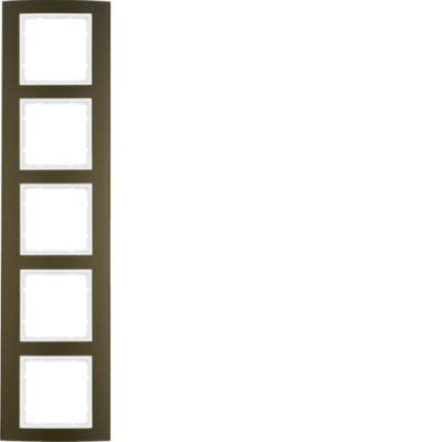 Рамка Berker 5Х КОРИЧНЕВАЯя/підлога.білизна B. 3 (10153021)