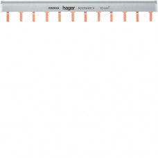 Шина Hager соединительная штыревая, 2-полюсная на 12 модулей, с изоляцией, 10мм2 (KB263A)