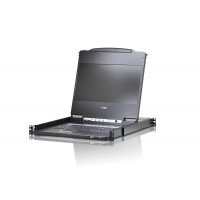 CL6700MW KVM-консоль з 17,3- дюймовим широкоформатним РК-дисплеєм високої чіткості зі світлодіодним підсвічуванням, вбудованою клавіатурою і сенсорною панеллю у висувному корпусі висотою 1U., ATEN.