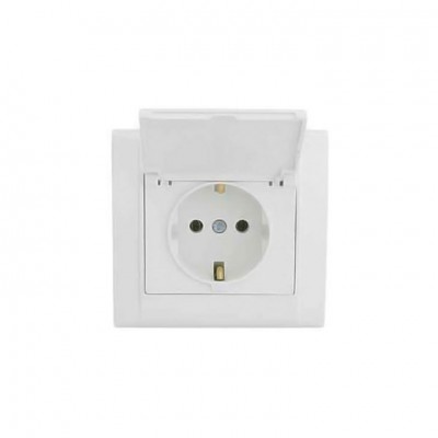 42001029 Розетка з заземленням та кришкою Defne/Біла Makel