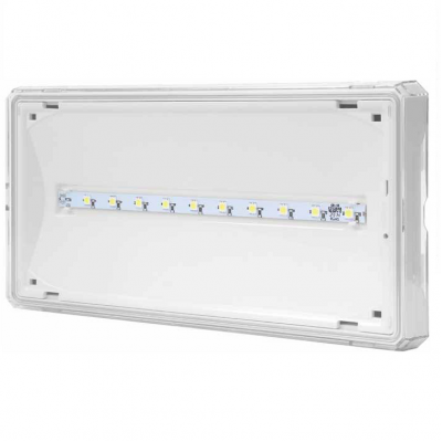 Аварийный светодиодный светильник AWEX EXIT со стеклом 1W LED 130lm IP65 батарея 3часа SA/SE 2 режима белый (ETE/1W/C/3/SA/X/WH)