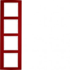 Рамка Berker 4Х красная/пол.белизна B.3 (10143022)
