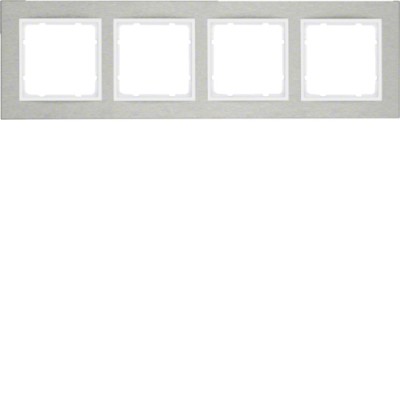Рамка Berker 4Х горизонтальная нержавеющая сталь/пол.белизна B.7 (10243609)