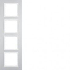 Рамка Berker 4Х алюминий/пол.белизна B.7 (10146914)