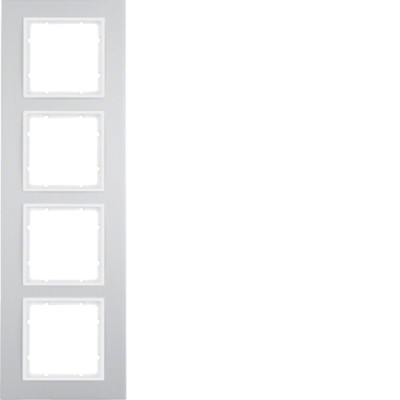 Рамка Berker 4Х алюминий/пол.белизна B.7 (10146914)