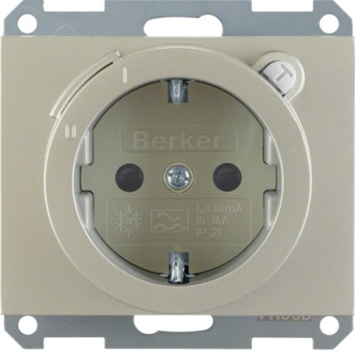 Розетка Berker с з/к с УЗО с защ.контактов, стальной лак, 16А/250В K.5 (47087004)