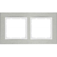 Рамка Berker 2Х горизонтальная нержавеющая сталь/пол.белизна B.7 (10223609)