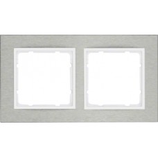 Рамка Berker 2Х горизонтальная нержавеющая сталь/пол.белизна B.7 (10223609)