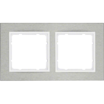 Рамка Berker 2Х горизонтальная нержавеющая сталь/пол.белизна B.7 (10223609)