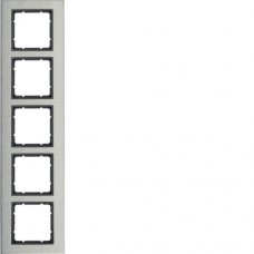 Рамка Berker 5Х вертикальна нержавіюча сталь/антрацит B. 7 (10153606)