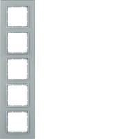 Рамка Berker 5Х стеклянная цвета алюминий B.7 (10156414)