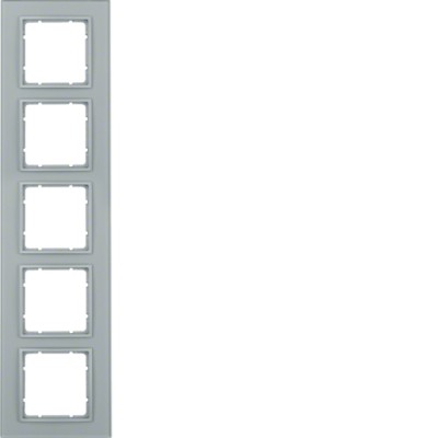 Рамка Berker 5Х стеклянная цвета алюминий B.7 (10156414)