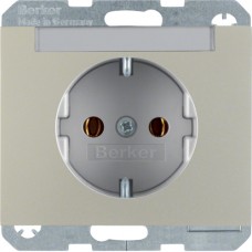 Розетка Berker с з/к с полем д/надписи, стальной лак, 16А/250В K.5 (47397004)