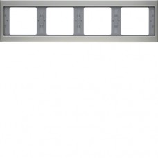 Рамка Berker 4Х нержавеющая сталь, горизонтальнаяя, K.5 (13837004)
