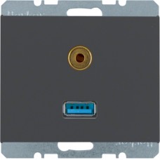 Розетка Berker USB/3.5 мм аудіо, антрацит, K. 1 (3315397006)