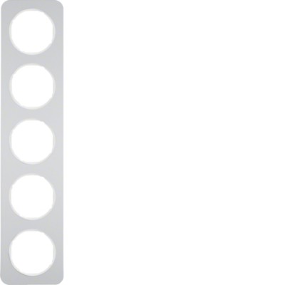 Рамка Berker 5-кратная, алюминий/полярная белизна, R.1 (10152174)