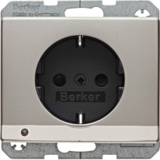 Розетка Berker с з/к з защ.от детей з LED-подсветкой, стальной лак, 16А/250В ARSYS (41099004)