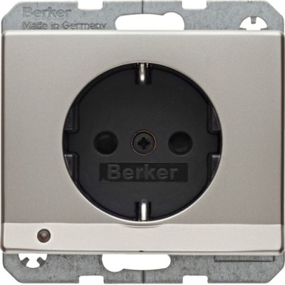 Розетка Berker с з/к з защ.от детей з LED-подсветкой, стальной лак, 16А/250В ARSYS (41099004)