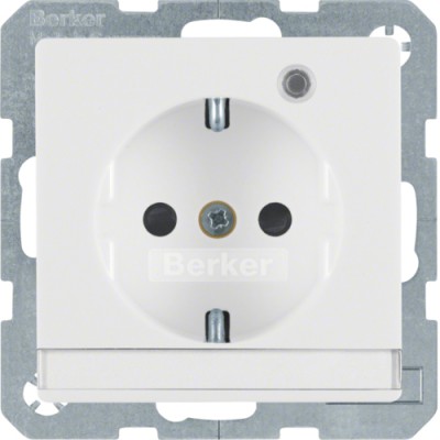 Розетка Berker с з/к з контр.лампою, 16А/250В, пол.белизна, Q.х (41106089)