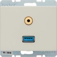 Розетка Berker USB/3.5 мм аудіо, біла, ARSYS (3315390002)