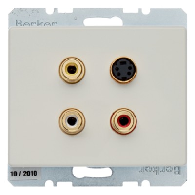 Мультимедийная розетка Berker: тюльпан/S-видео, белая, ARSYS (3315320002)