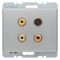 Мультимедийная розетка Berker: тюльпан/S-видео, стальной лак, ARSYS (3315329004)
