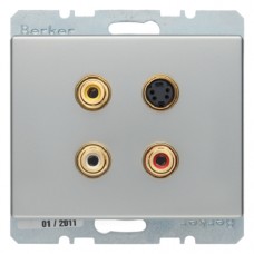 Мультимедійна розетка Berker: тюльпан/S-відео, сталевий лак, ARSYS (3315329004)