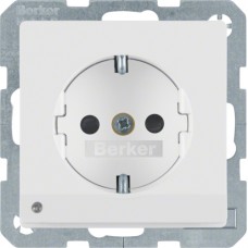 Розетка Berker с з/к з защ.от детей з LED-подсветкой, 16А/250В, пол.белизна, Q.х (41096089)
