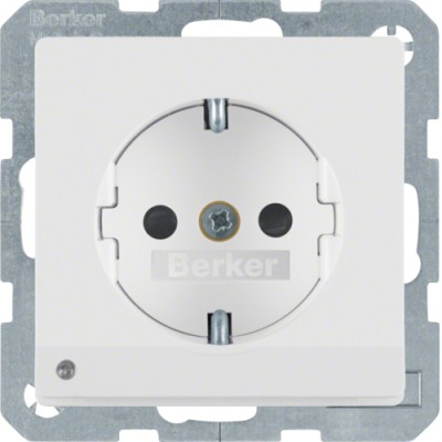 Розетка Berker с з/к з защ.от детей з LED-подсветкой, 16А/250В, пол.белизна, Q.х (41096089)