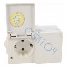 16000402 Розетка з з/к подвійна горизонтальна біла HERMETICA, 16А/230В 