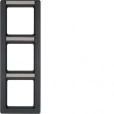 Рамка Berker 3Х вертикальна з полем для напису, антрацит, Q. 1 (10136016)