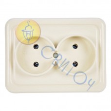 13003402 Розетка з з/к подвійна з рамкою сл./кість REGINA, 16А/230В 