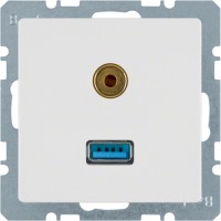 Розетка Berker USB/3.5 мм аудіо, підлогу.білизна, Q. х (3315396089)