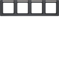 Рамка Berker 4Х вертикальная с полем для надписи, антрацит, Q.1 (10246016)