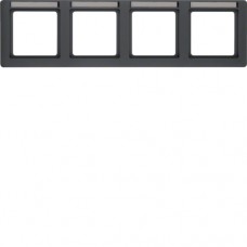 Рамка Berker 4Х вертикальная с полем для надписи, антрацит, Q.1 (10246016)