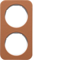 Рамка Berker 2Х коричневый/пол.белизна, кожа, R.1 (10122369)