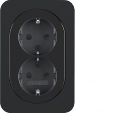 Розетка Berker с з/к с защ.контактов двойная цельная, 16А/250В, черная, R.1 (47292045)