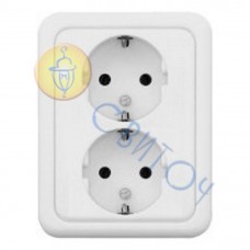13003403 Розетка з з/к подвійна з рамкою біла REGINA, 16А/230В 