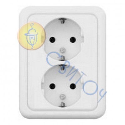 13003403 Розетка з з/к подвійна з рамкою біла REGINA, 16А/230В 