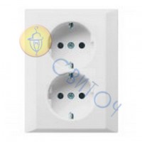 12002802 Розетка з з/к подвійна з рамкою біла OPTIMA, 16А/230В 