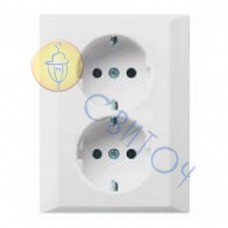 12002802 Розетка з з/к подвійна з рамкою біла OPTIMA, 16А/230В 