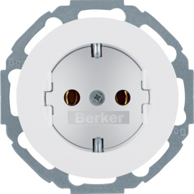 Розетка Berker с з/к, защ.контактов, 16А/250В, пол.белизна, R.Classic (47552089)