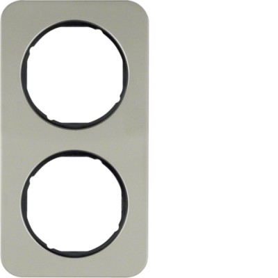 Рамка Berker 2Х нержавіюча сталь/чорний, R. 1 (10122104)