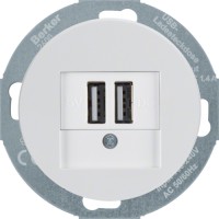 USB-Розетка Berker двойная, 230В, пол.белизна, R.Classic (26002089)
