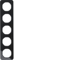 Рамка Berker 5Х скло/чорний, R. 1 (10152116)