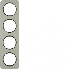 Рамка Berker 4Х нержавеющая сталь/черный, R.1 (10142104)