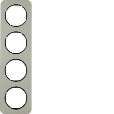 Рамка Berker 4Х нержавеющая сталь/черный, R.1 (10142104)