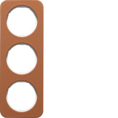 Рамка Berker 3Х коричневый/пол.белизна, кожа, R.1 (10132369)